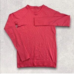LULULEMON Long Sleeve Top Shirt Salmon / Hot Pink Cable Knit Pattern Women M